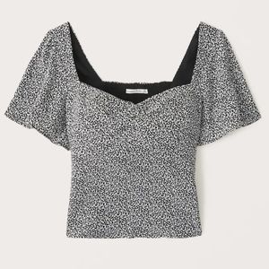 A&F Twist-Front Flutter Sleeve Top